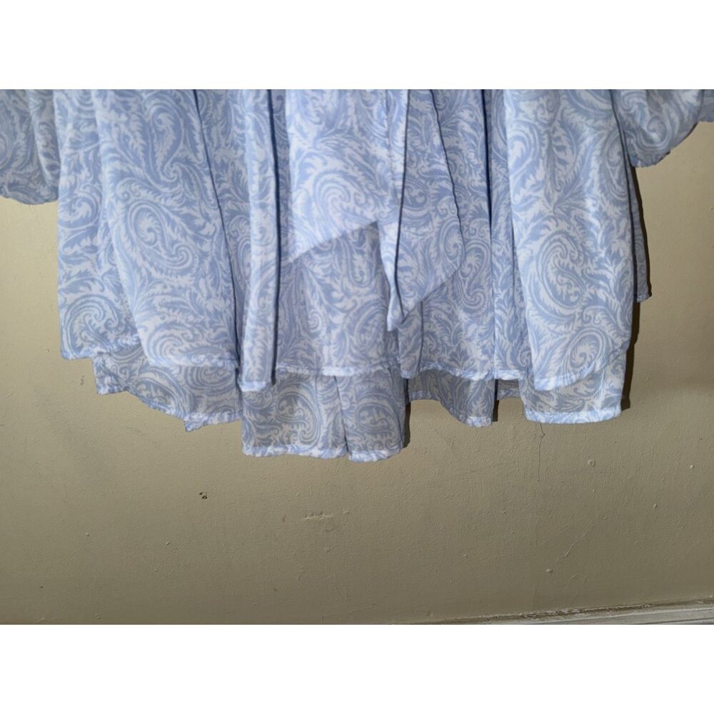 Japna Blue Paisley Long Sleeve Romper Skort Dress Cutout Back XL - Picture 5 of 8